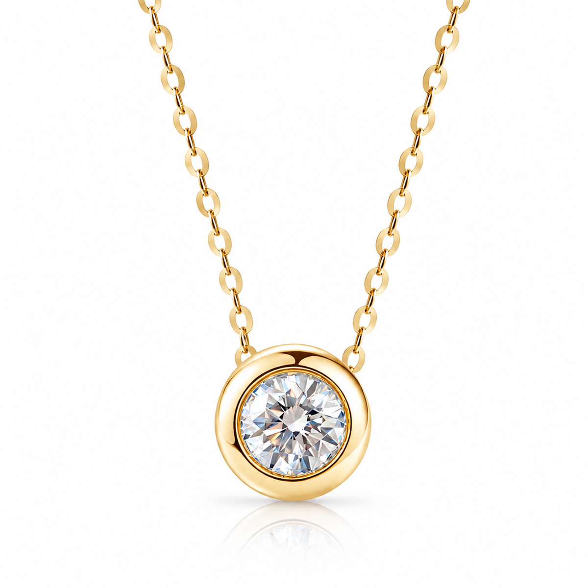 DANFÉE 18K yellow gold bubble bezel diamond necklace on white
