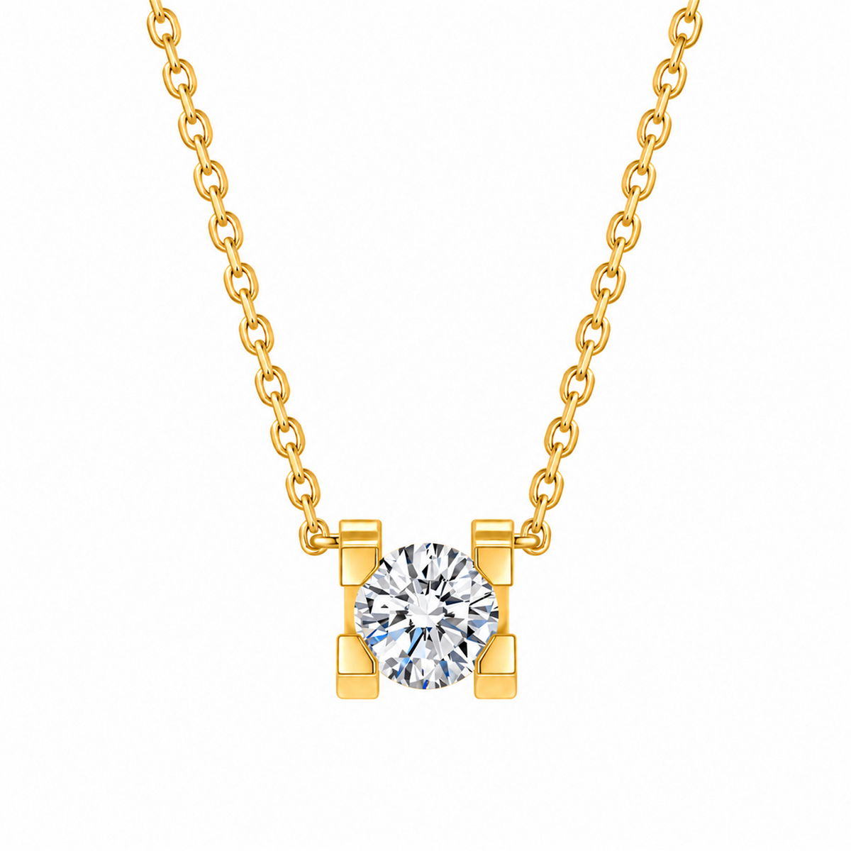 DANFÉE bull-head lab-grown diamond necklace in 18K yellow gold on white