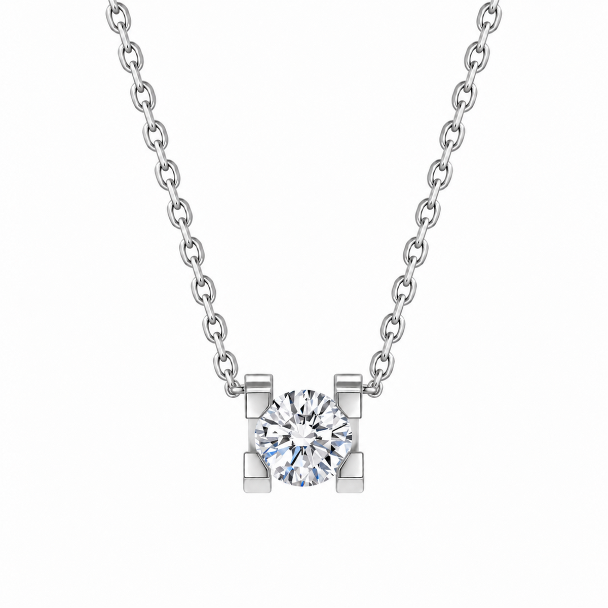 DANFÉE bull-head lab-grown diamond necklace in 18K white gold on white