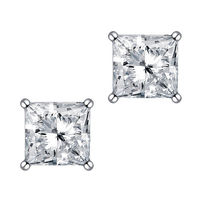 DANFÉE Carré princess-cut lab-grown diamond stud earrings in 18K white gold, front view