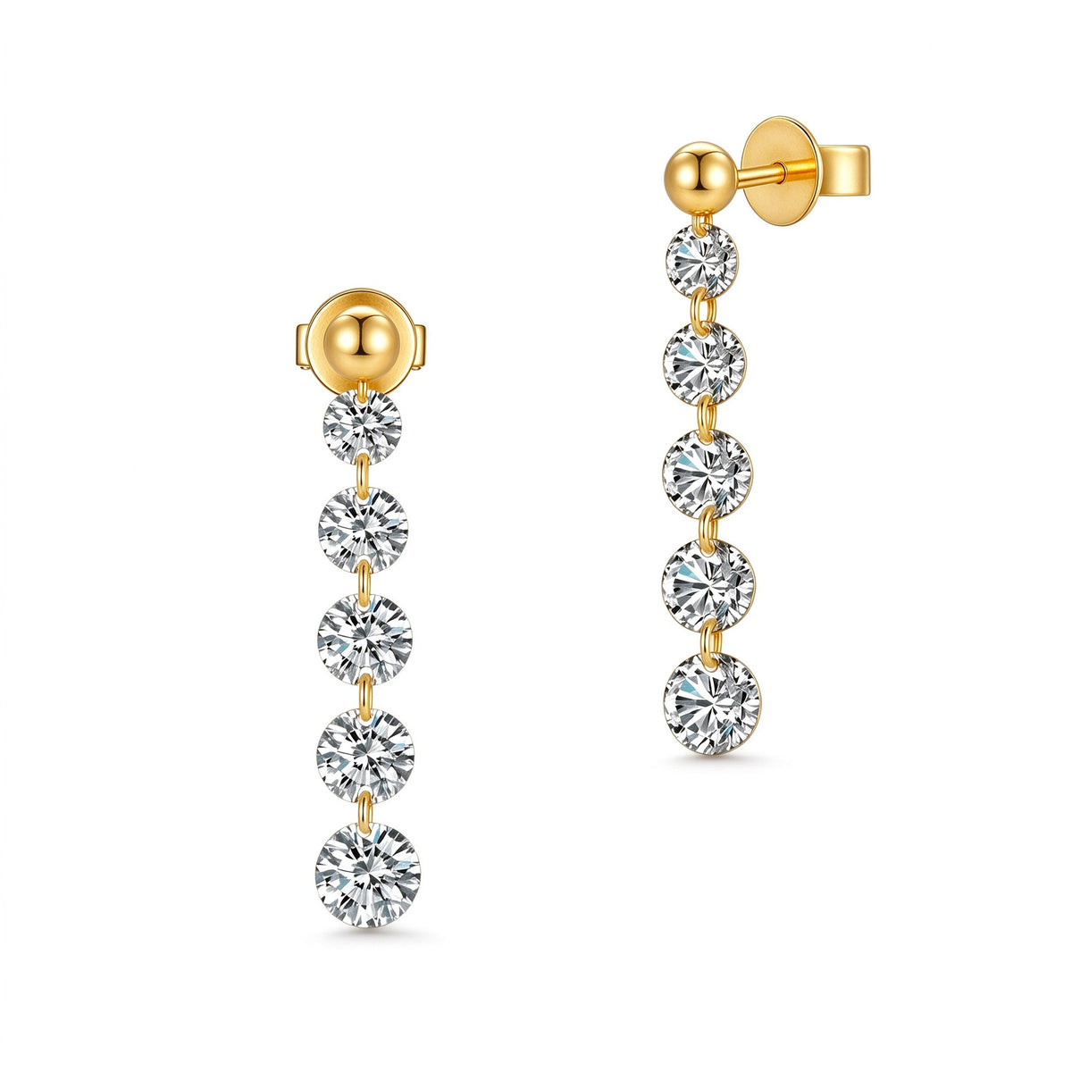 DANFÉE Cascade graduated lab-grown diamond drop earrings in 18K yellow gold, 1.8 carat total