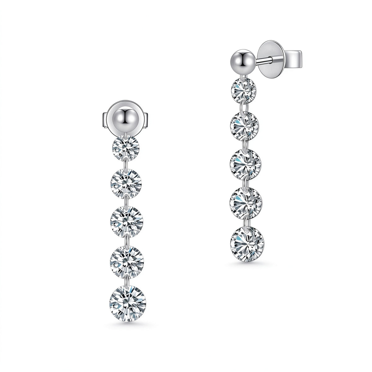 DANFÉE Cascade graduated lab-grown diamond drop earrings in 18K white gold