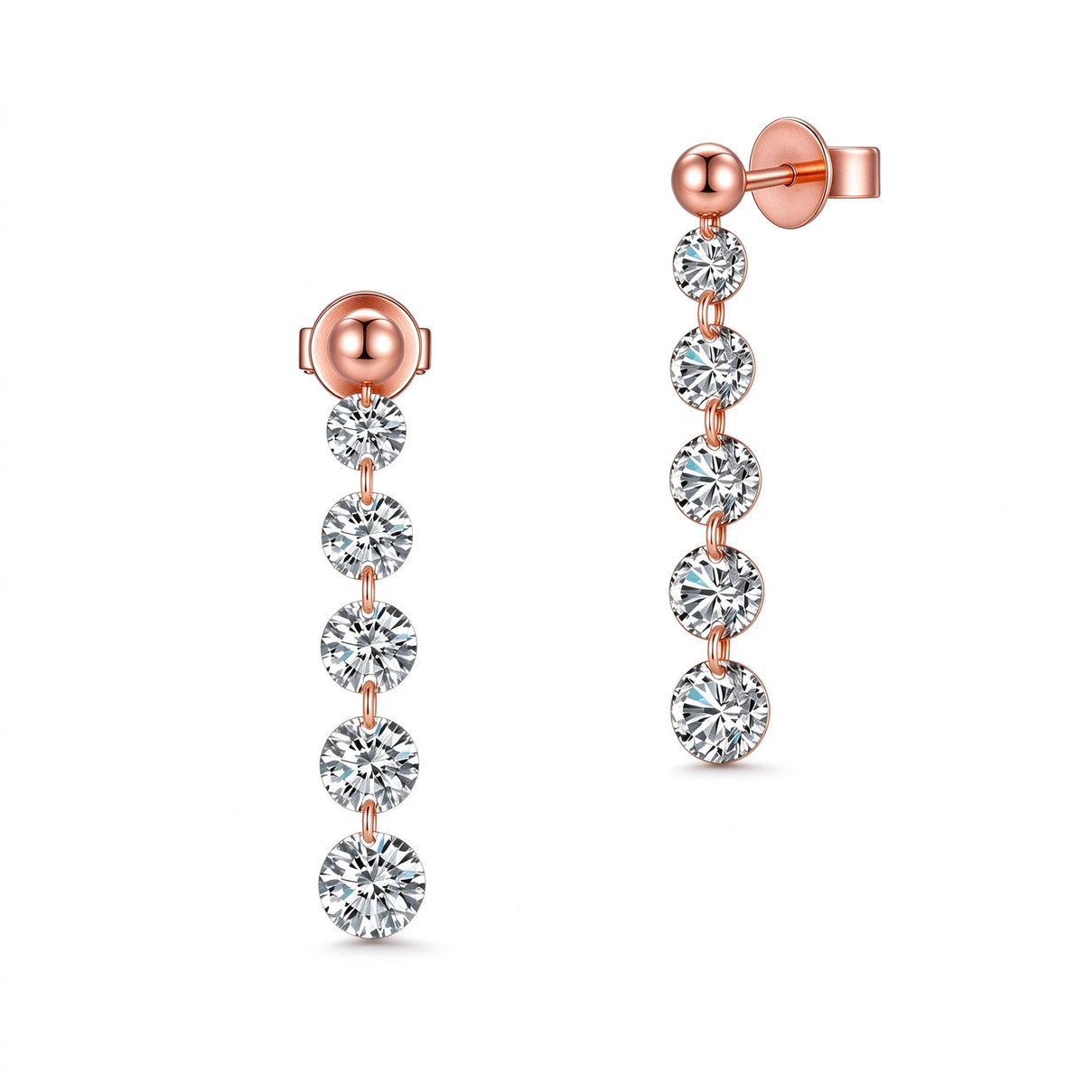 DANFÉE Cascade graduated lab-grown diamond drop earrings in 18K rose gold