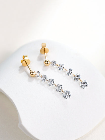 Five-stone lab-grown diamond drop earrings with gold bead stud