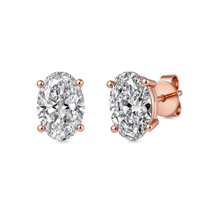 DANFÉE Céleste oval lab-grown diamond stud earrings in 18K rose gold, white background