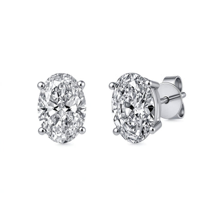DANFÉE Céleste oval lab-grown diamond stud earrings in 18K white gold, white background