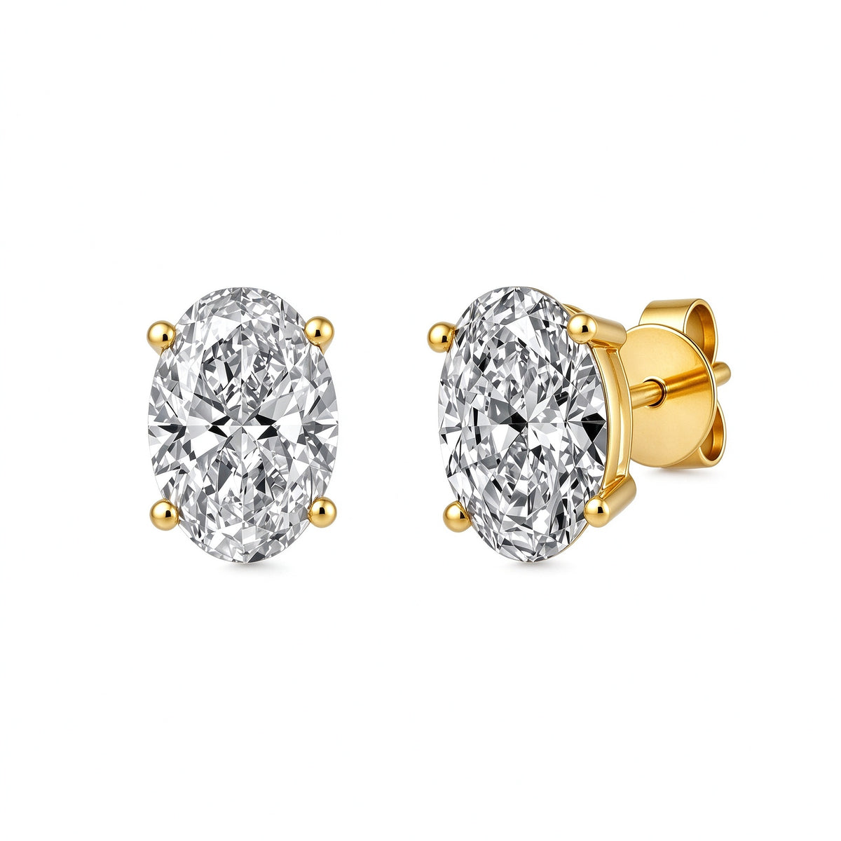 DANFÉE Céleste oval lab-grown diamond stud earrings in 18K yellow gold, white background