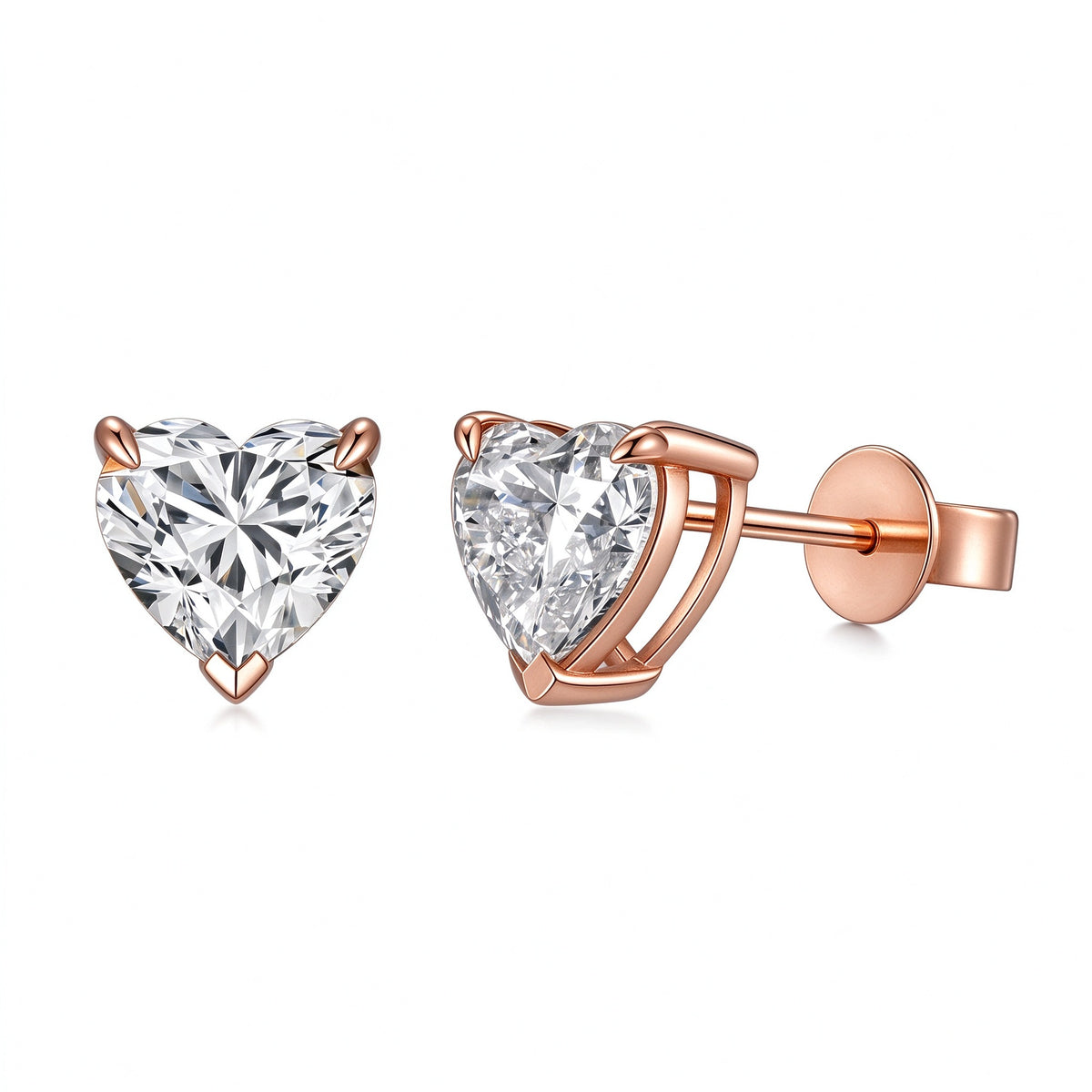 DANFÉE Cœur heart-cut lab-grown diamond stud earrings in 18K rose gold