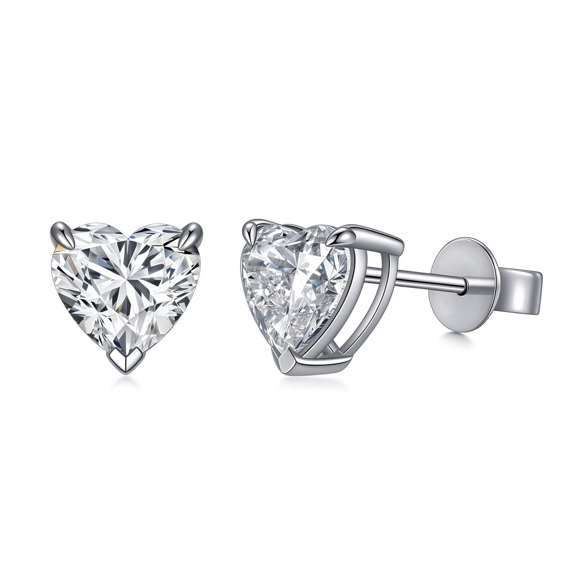 DANFÉE Cœur heart-cut lab-grown diamond stud earrings in 18K white gold