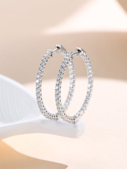 25mm inside-out diamond hoop earrings with hinged snap closure