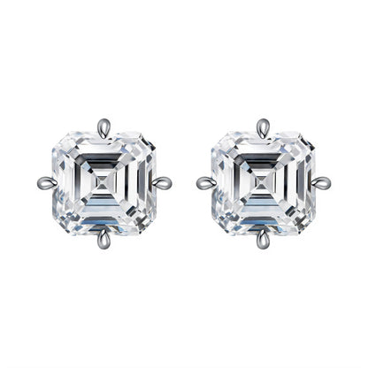 DANFÉE Étoile Asscher-cut lab-grown diamond stud earrings in 18K white gold, pair on white