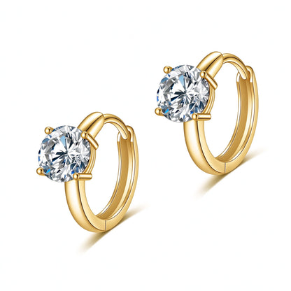 DANFÉE Étoile Solitaire round lab-grown diamond huggie earrings, 18K yellow gold, 1 carat total, D-E VS