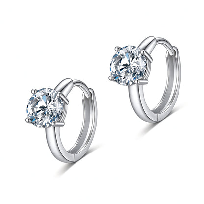 DANFÉE Étoile Solitaire round lab-grown diamond huggie earrings, 18K white gold, 1 carat total, D-E VS