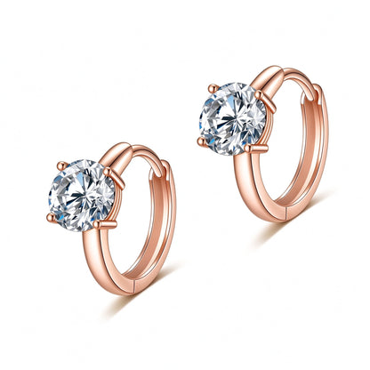 DANFÉE Étoile Solitaire round lab-grown diamond huggie earrings, 18K rose gold, 1 carat total, D-E VS