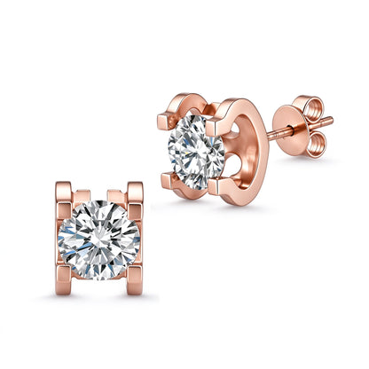 DANFÉE Étreinte lab-grown diamond solitaire stud earrings in 18K rose gold