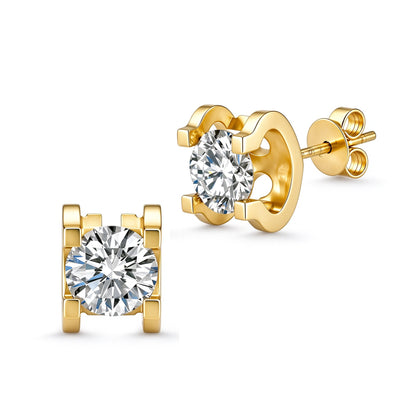 DANFÉE Étreinte lab-grown diamond solitaire stud earrings in 18K yellow gold