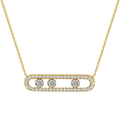 DANFÉE paperclip sliding pavé lab-grown diamond necklace in 18K yellow gold, front view