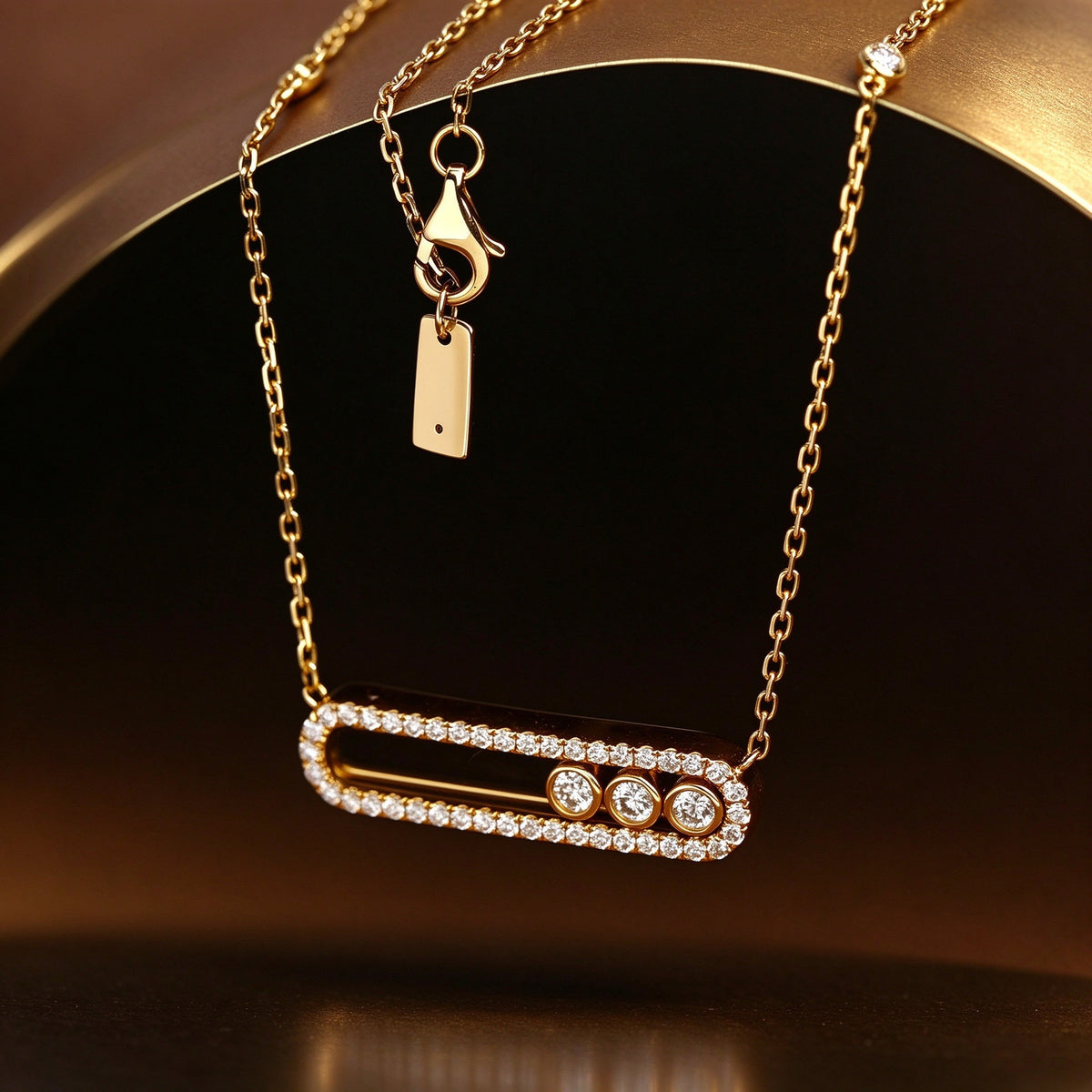 DANFÉE paperclip pavé lab-grown diamond necklace in 18K yellow gold with clasp