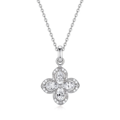 DANFÉE Kaleidoscope spinning clover lab-grown diamond necklace in 18K white gold