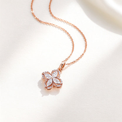 DANFÉE Kaleidoscope clover lab-grown diamond necklace on ivory silk