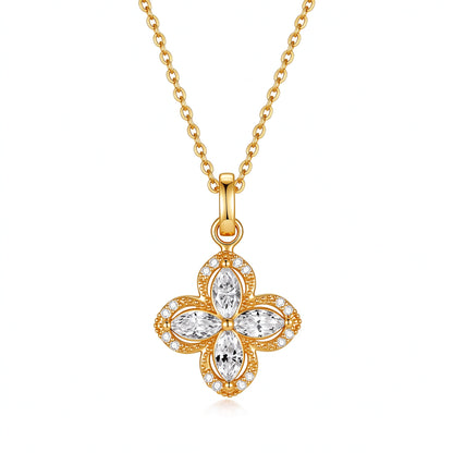 DANFÉE Kaleidoscope spinning clover lab-grown diamond necklace in 18K yellow gold, front view