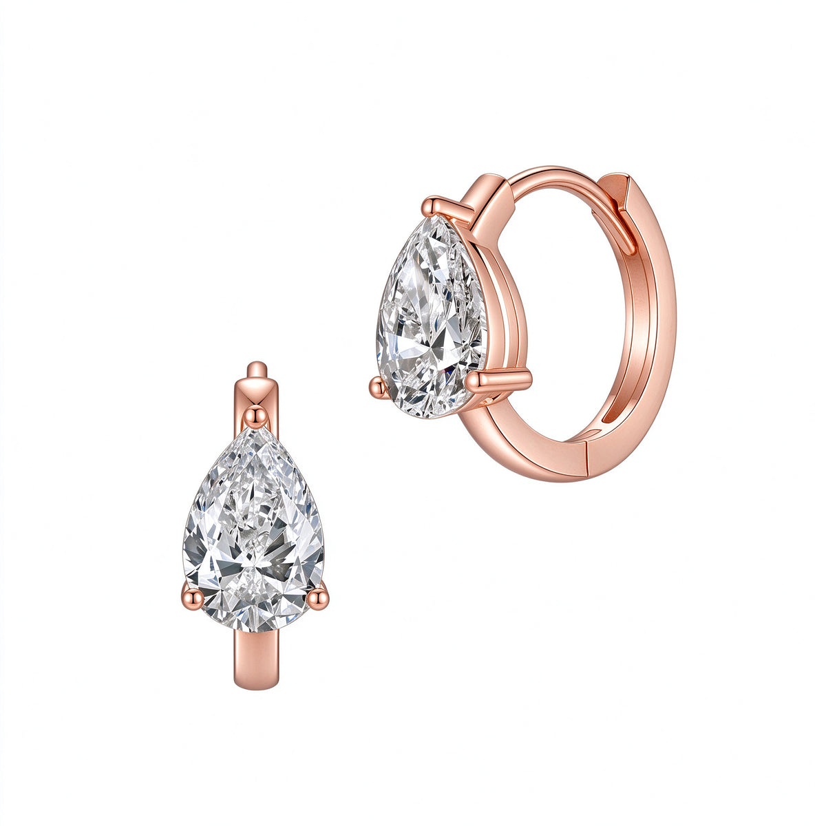 DANFÉE Larme pear-cut lab-grown diamond huggie earrings in 18K rose gold