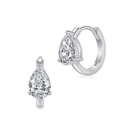 DANFÉE Larme pear-cut lab-grown diamond huggie earrings in 18K white gold