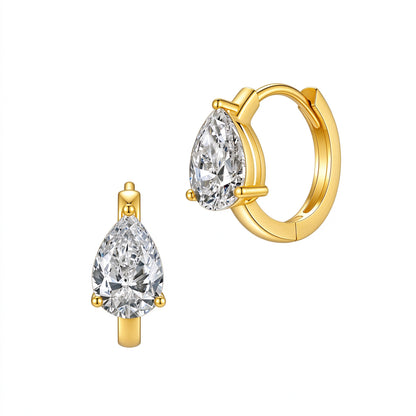 DANFÉE Larme pear-cut lab-grown diamond huggie earrings in 18K yellow gold