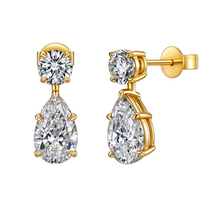 DANFÉE Larme pear and round lab-grown diamond drop earrings in 18K yellow gold, 2 carat total