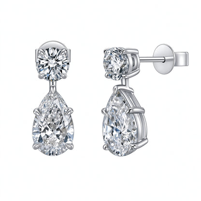 DANFÉE Larme pear and round lab-grown diamond drop earrings in 18K white gold, 2 carat total