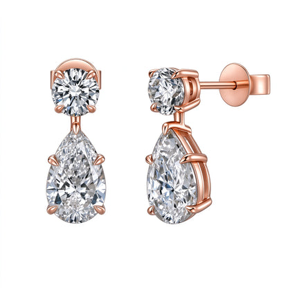 DANFÉE Larme pear and round lab-grown diamond drop earrings in 18K rose gold, 2 carat total