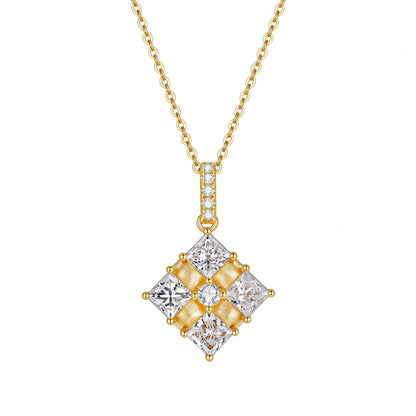 Ribbon Box lab-grown diamond pendant necklace in 18K yellow gold, front view