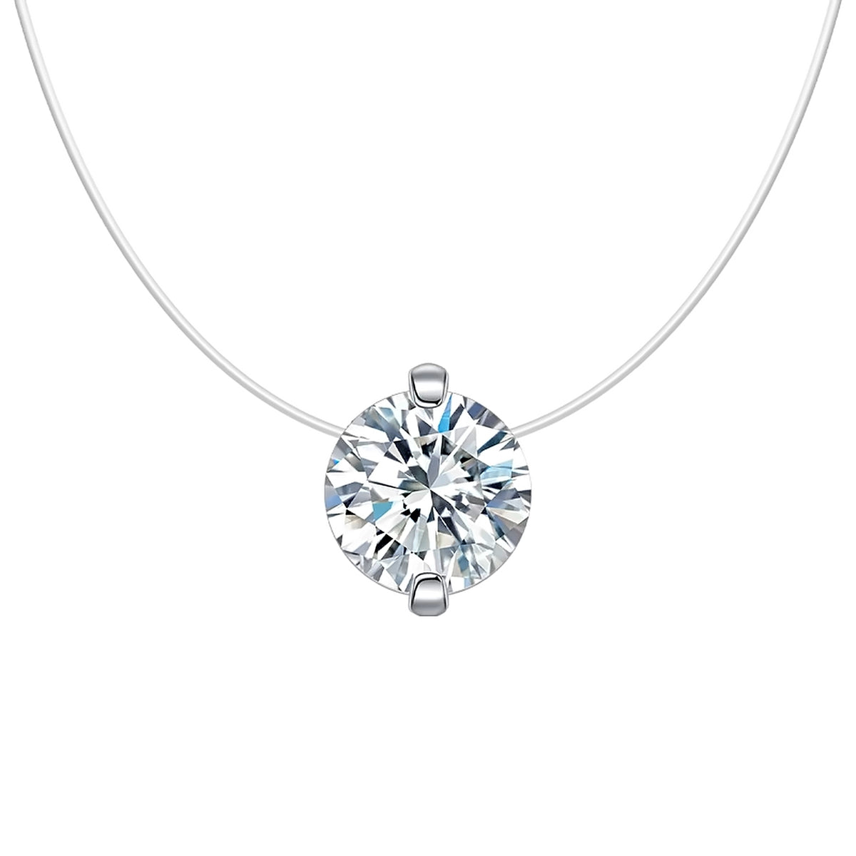 DANFÉE Mermaid's Tear floating lab-grown diamond illusion necklace in PT950 platinum, front view