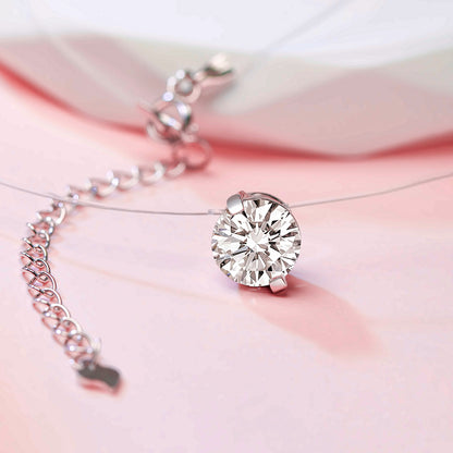 DANFÉE Mermaid's Tear lab-grown diamond necklace on pink, with adjustable extender chain