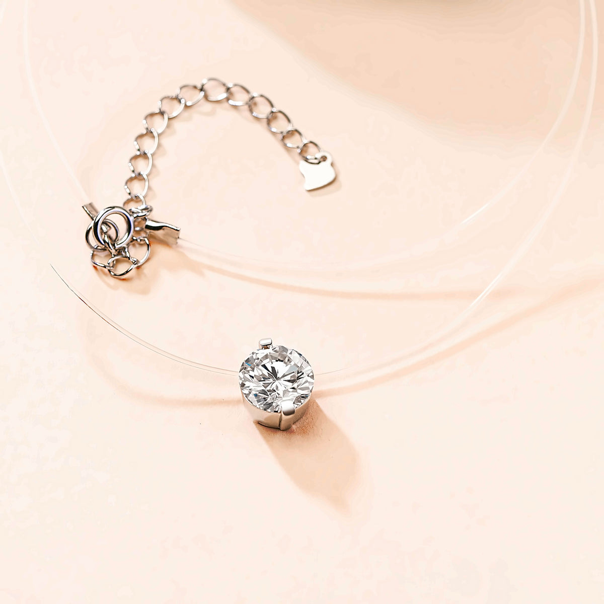 DANFÉE PT950 platinum illusion necklace with spring-ring clasp and extender chain