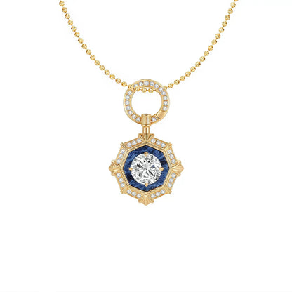 DANFÉE octagon halo lab-grown diamond necklace, 1 carat, 18K gold ball chain