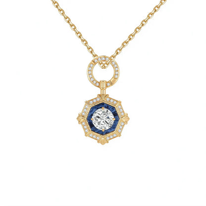 DANFÉE octagon halo lab-grown diamond necklace, 1 carat, 18K gold cable chain