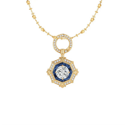 DANFÉE octagon halo lab-grown diamond necklace, 1 carat, 18K gold fairy chain