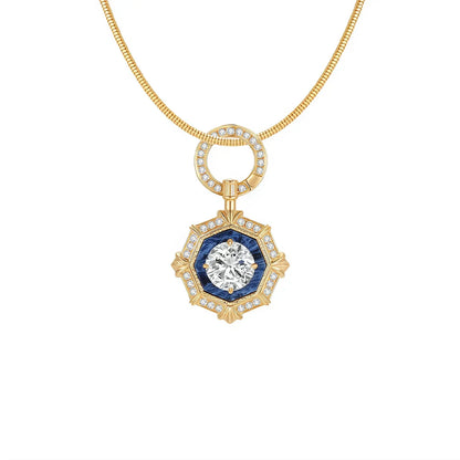 DANFÉE octagon halo lab-grown diamond necklace, 1 carat, 18K gold snake chain