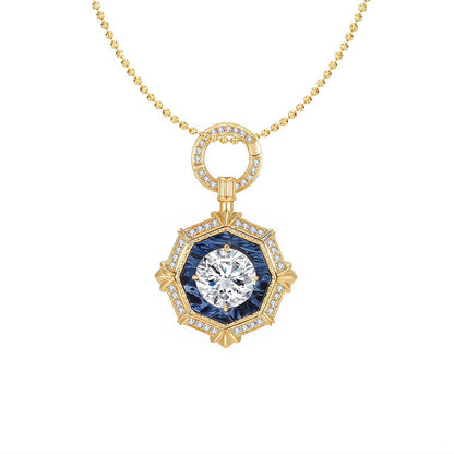 DANFÉE octagon halo lab-grown diamond necklace, 2 carat, 18K gold ball chain