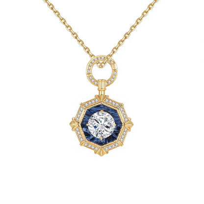 DANFÉE octagon halo lab-grown diamond necklace, 2 carat, 18K gold cable chain