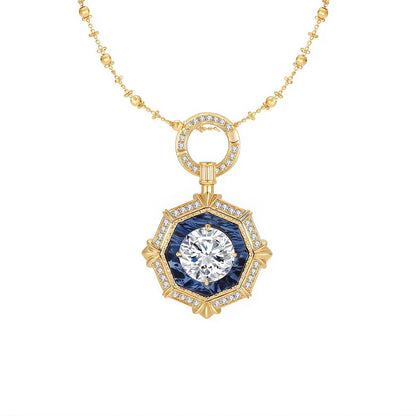 DANFÉE octagon halo lab-grown diamond necklace, 2 carat, 18K gold fairy chain