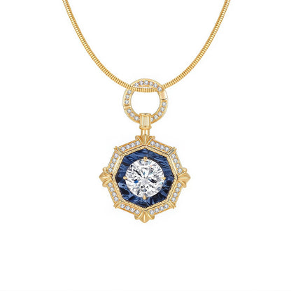 DANFÉE octagon halo lab-grown diamond necklace, 2 carat, 18K gold snake chain