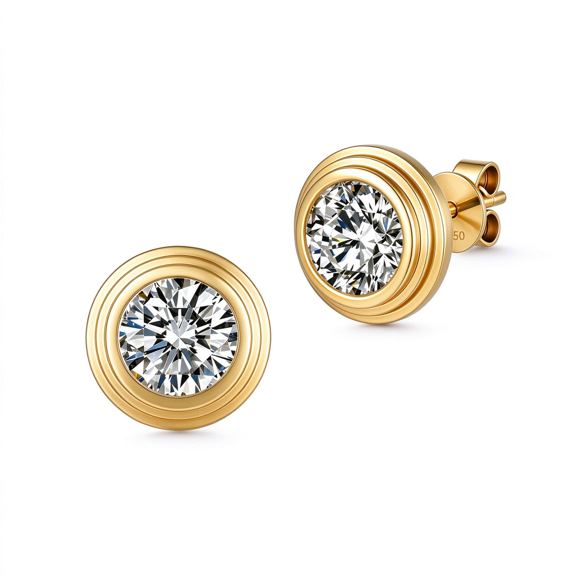 DANFÉE Orbite round lab-grown diamond bezel stud earrings in 18K yellow gold