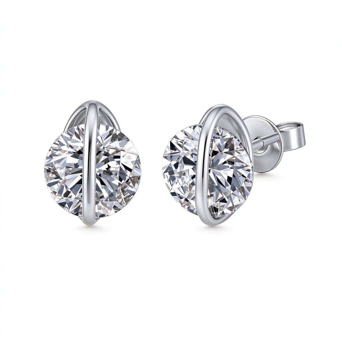DANFÉE Orbite lab-grown diamond solitaire stud earrings, 18K white gold
