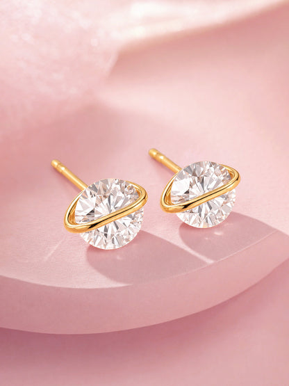 DANFÉE Orbite lab-grown diamond solitaire stud earrings, lifestyle