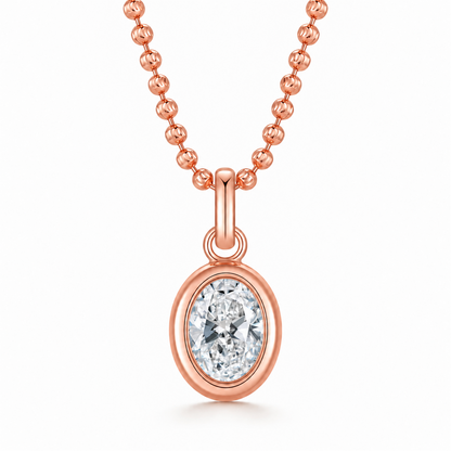 DANFÉE oval bezel lab-grown diamond necklace in 18K rose gold on white