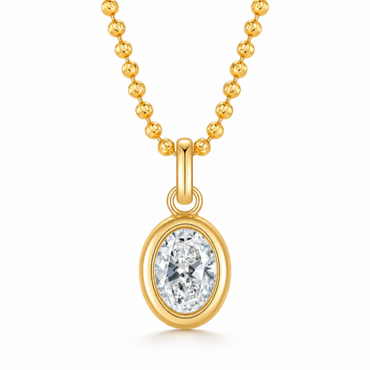 DANFÉE oval bezel lab-grown diamond necklace in 18K yellow gold on white, front view