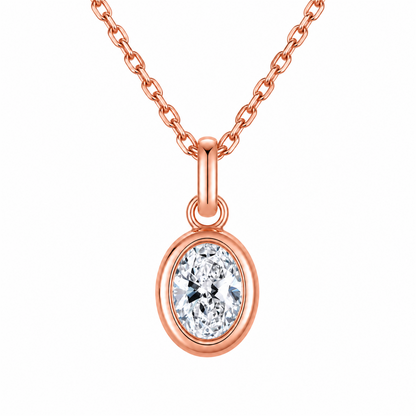 DANFÉE oval bezel necklace, Oval Cable Chain, 18K rose gold