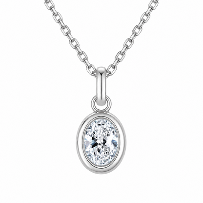 DANFÉE oval bezel necklace, Oval Cable Chain, 18K white gold color; also used for PT950 platinum